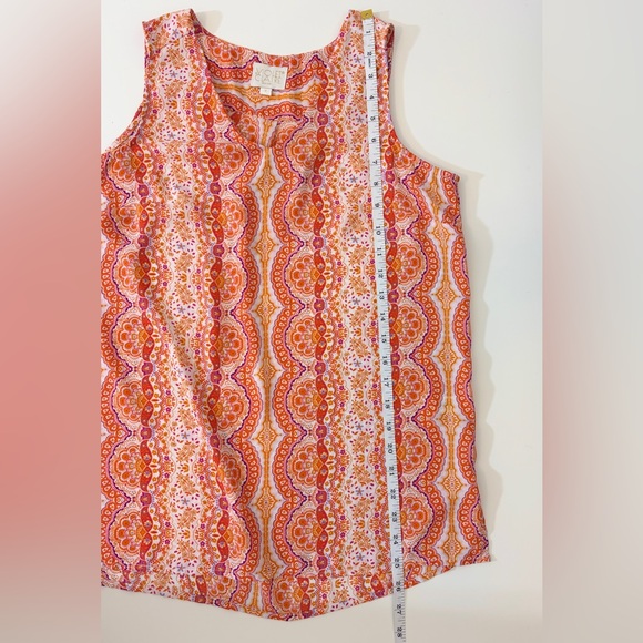 Violet & Claire Paisley Sleeveless Tank Top Orange Coral Size Small - Picture 5 of 7